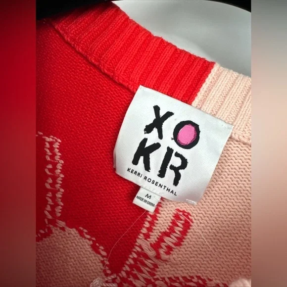 NWOT XOKR KERRI ROSENTHAL Heart Color Block SweaterSize M Retail $248